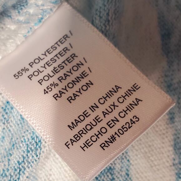 Bobeau Top XL Rayon 3/4 Sleeve Hi-low Relaxed Fit Tunic Stripe Blue Womens Size - Picture 6 of 6